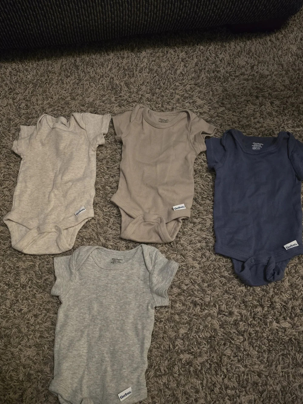 Gerber Short-Sleeve One-Piece Bodysuit Set - Blue, Gray, Taupe